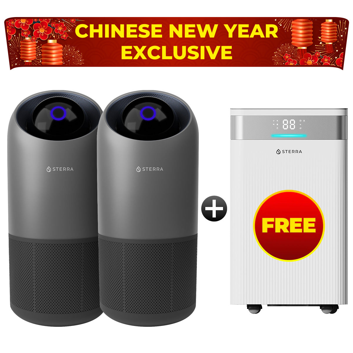 Chinese New Year Exclusive - Buy 2 Sterra Moon™ Air Purifiers Get 1 FREE Sterra Ray™ Dehumidifier