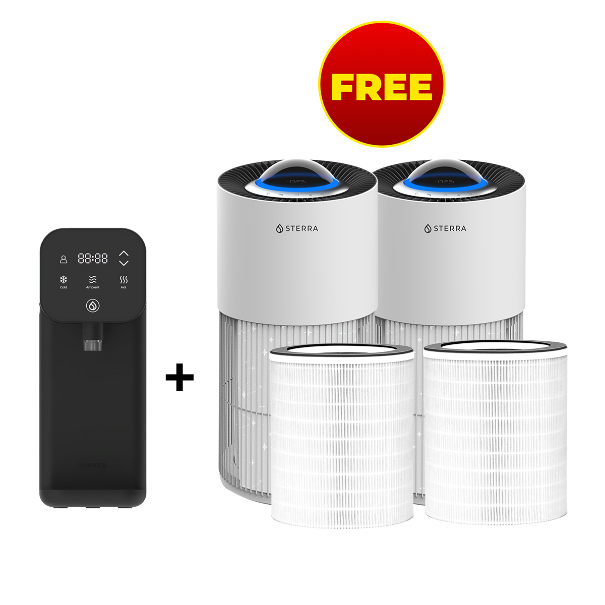 Buy Sterra 8™ Tankless Water Purifier, Get 2 FREE Sterra Breeze Pro™ Air Purifiers + 2 FREE Formaldehyde Filters