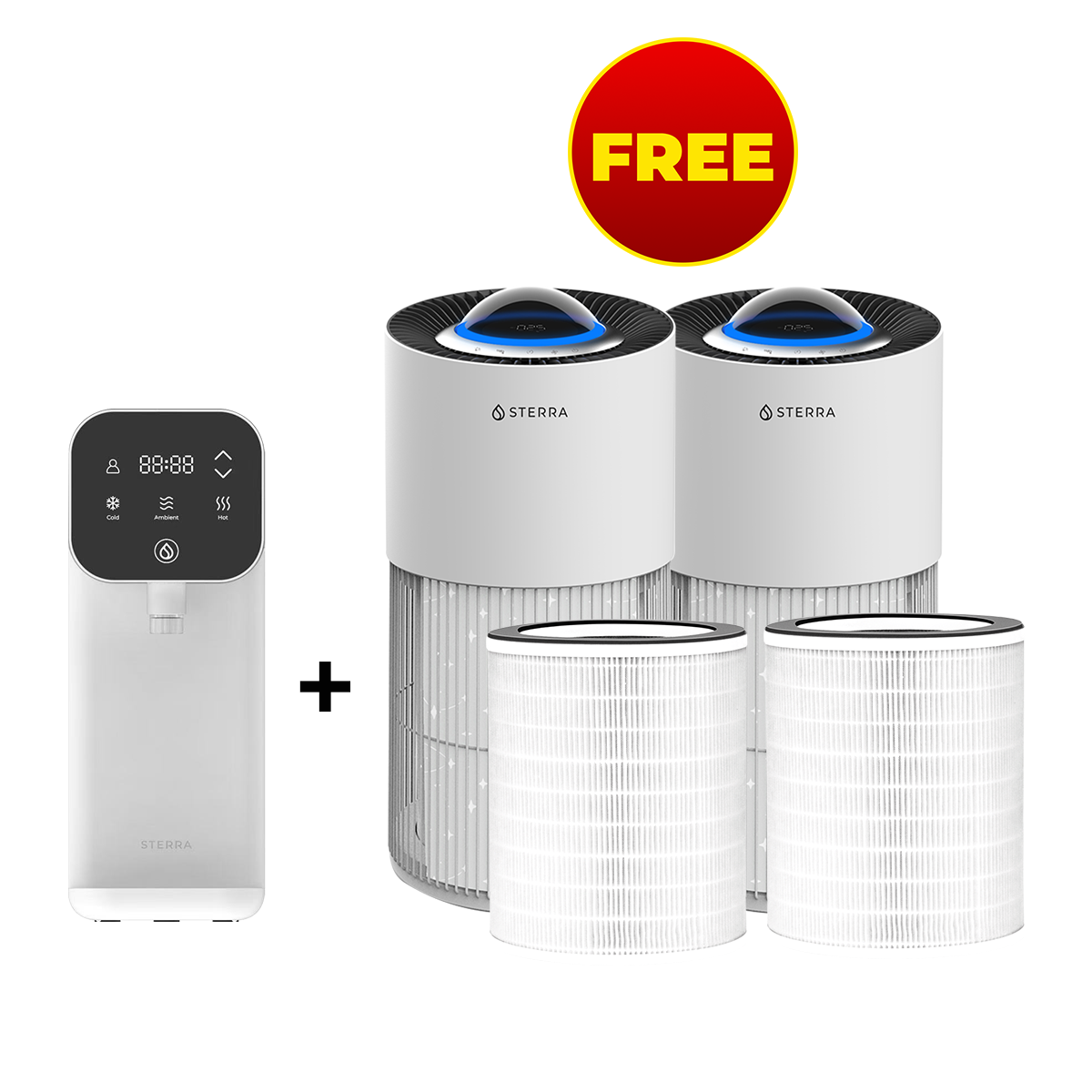 Buy 1 Sterra 8™ Tankless Water Purifier, Get 2 FREE Sterra Breeze Pro™ Air Purifiers + 2 FREE Formaldehyde Filters